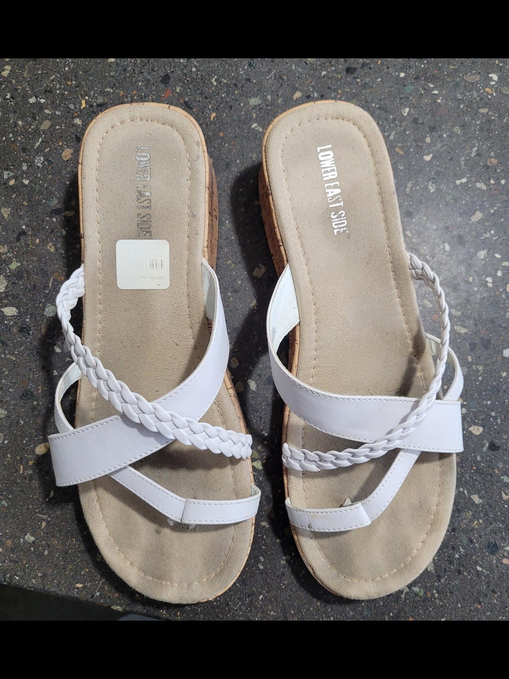 LOWER EAST SIDE White Braided Crossover Slide Sandals for Women - Size 12